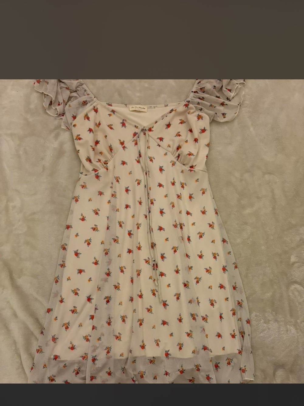 See You Monday White Mini Dress with Red Floral Print
